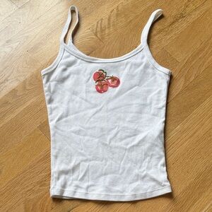 Abercrombie White Tank Top with Tomato Design